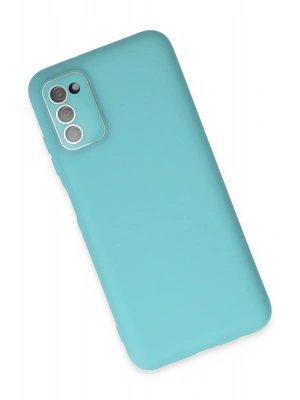 Newface Samsung Galaxy A03S Kılıf Lansman Glass Kapak - Turkuaz