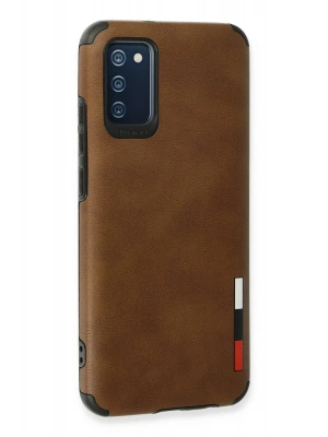 Newface Samsung Galaxy A03S Kılıf Loop Deri Silikon - Kahverengi