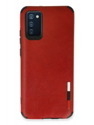 Newface Samsung Galaxy A03S Kılıf Loop Deri Silikon - Kırmızı