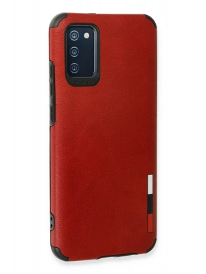 Newface Samsung Galaxy A03S Kılıf Loop Deri Silikon - Kırmızı