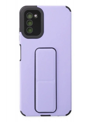 Newface Samsung Galaxy A03S Kılıf Mega Standlı Silikon - Lila