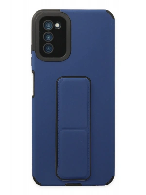 Newface Samsung Galaxy A03S Kılıf Mega Standlı Silikon - Mavi