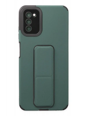 Newface Samsung Galaxy A03S Kılıf Mega Standlı Silikon - Yeşil