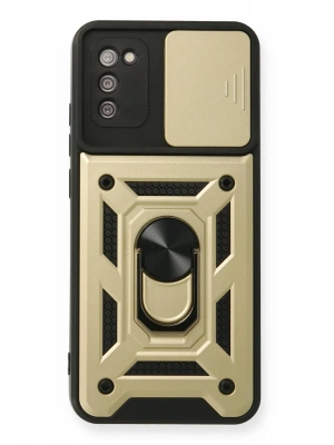 Newface Samsung Galaxy A03S Kılıf Pars Lens Yüzüklü Silikon - Gold