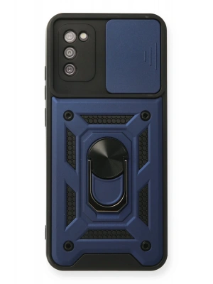 Newface Samsung Galaxy A03S Kılıf Pars Lens Yüzüklü Silikon - Lacivert