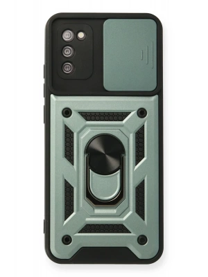 Newface Samsung Galaxy A03S Kılıf Pars Lens Yüzüklü Silikon - Yeşil