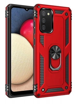 Newface Samsung Galaxy A03S Kılıf Sofya Yüzüklü Silikon Kapak - Kırmızı