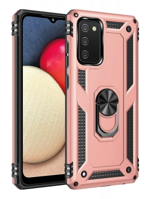 Newface Samsung Galaxy A03S Kılıf Sofya Yüzüklü Silikon Kapak - Rose