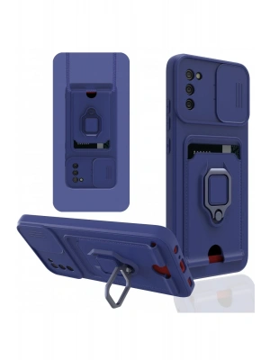 Newface Samsung Galaxy A03S Kılıf Zuma Kartvizitli Yüzüklü Silikon - Lacivert