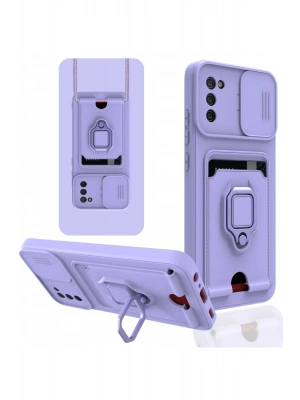 Newface Samsung Galaxy A03S Kılıf Zuma Kartvizitli Yüzüklü Silikon - Lila