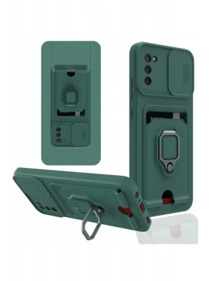 Newface Samsung Galaxy A03S Kılıf Zuma Kartvizitli Yüzüklü Silikon - Yeşil