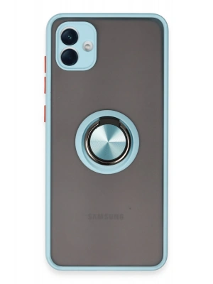 Newface Samsung Galaxy A04 Kılıf Montreal Yüzüklü Silikon Kapak - Buz Mavi