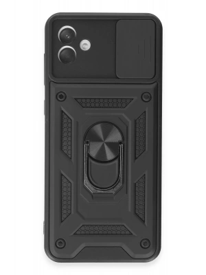 Newface Samsung Galaxy A04E Kılıf Pars Lens Yüzüklü Silikon - Siyah