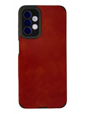 Newface Samsung Galaxy A04S Kılıf Loop Deri Silikon - Kırmızı