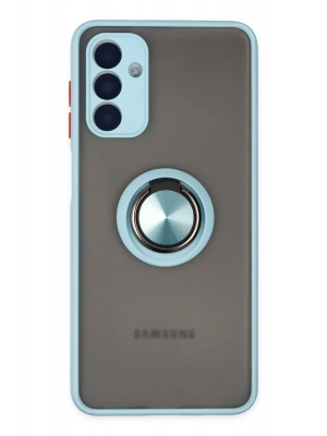Newface Samsung Galaxy A04S Kılıf Montreal Yüzüklü Silikon Kapak - Buz Mavi