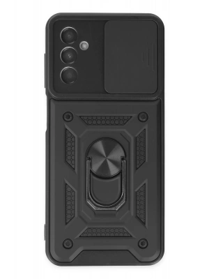 Newface Samsung Galaxy A04S Kılıf Pars Lens Yüzüklü Silikon - Siyah