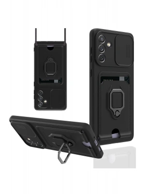 Newface Samsung Galaxy A04S Kılıf Zuma Kartvizitli Yüzüklü Silikon - Siyah