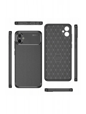 Newface Samsung Galaxy A05 Kılıf Auto Focus Karbon Kapak - Siyah