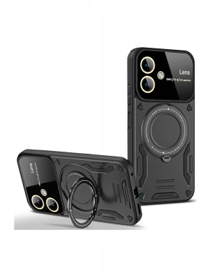 Newface Samsung Galaxy A05 Kılıf Joy Lens Standlı Kapak - Siyah