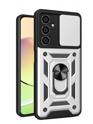 Newface Samsung Galaxy A05 Kılıf Pars Lens Yüzüklü Silikon - Gümüş