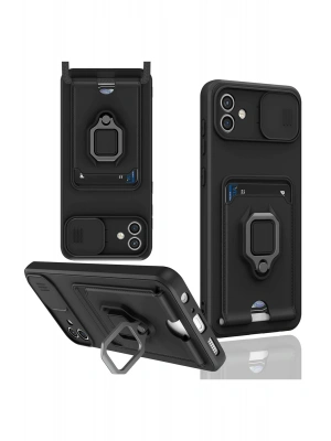 Newface Samsung Galaxy A05 Kılıf Zuma Kartvizitli Yüzüklü Silikon - Siyah