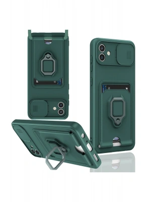 Newface Samsung Galaxy A05 Kılıf Zuma Kartvizitli Yüzüklü Silikon - Yeşil