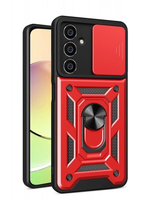 Newface Samsung Galaxy A05S Kılıf Pars Lens Yüzüklü Silikon - Kırmızı