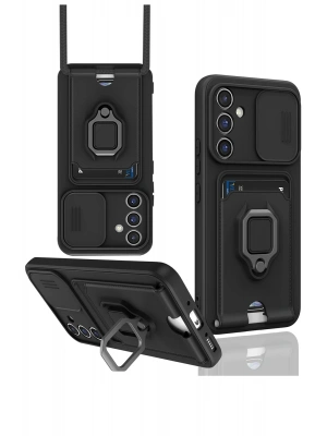 Newface Samsung Galaxy A05S Kılıf Zuma Kartvizitli Yüzüklü Silikon - Siyah