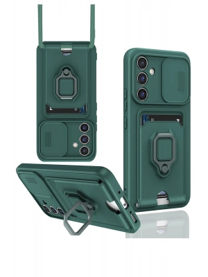 Newface Samsung Galaxy A05S Kılıf Zuma Kartvizitli Yüzüklü Silikon - Yeşil