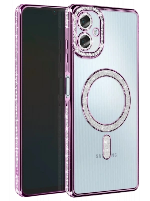 Newface Samsung Galaxy A06 Joke Simli Magneticsafe Kılıf - Derin Mor