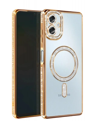 Newface Samsung Galaxy A06 Joke Simli Magneticsafe Kılıf - Gold