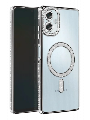 Newface Samsung Galaxy A06 Joke Simli Magneticsafe Kılıf - Gümüş