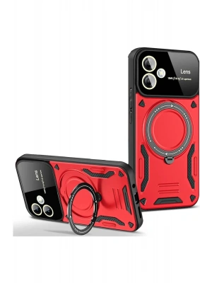 Newface Samsung Galaxy A06 Kılıf Joy Lens Standlı Kapak - Kırmızı