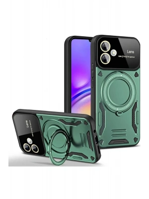 Newface Samsung Galaxy A06 Kılıf Joy Lens Standlı Kapak - Koyu Yeşil