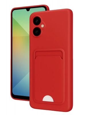 Newface Samsung Galaxy A06 Kılıf Kelvin Kartvizitli Silikon - Kırmızı