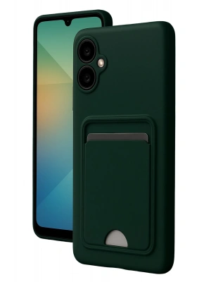 Newface Samsung Galaxy A06 Kılıf Kelvin Kartvizitli Silikon - Koyu Yeşil