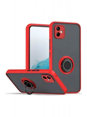 Newface Samsung Galaxy A06 Kılıf Montreal Yüzüklü Silikon Kapak - Kırmızı