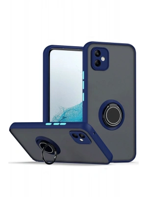 Newface Samsung Galaxy A06 Kılıf Montreal Yüzüklü Silikon Kapak - Lacivert
