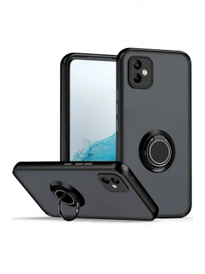 Newface Samsung Galaxy A06 Kılıf Montreal Yüzüklü Silikon Kapak - Siyah