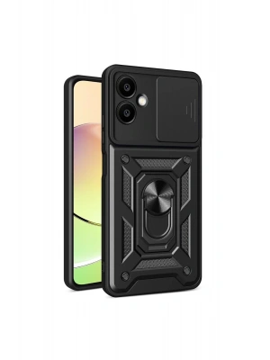 Newface Samsung Galaxy A06 Kılıf Pars Lens Yüzüklü Silikon - Siyah