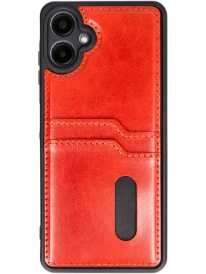 Newface Samsung Galaxy A06 Kılıf Sara Kartvizitli Deri Kılıf - Kırmızı