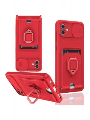 Newface Samsung Galaxy A06 Kılıf Zuma Kartvizitli Yüzüklü Silikon - Kırmızı