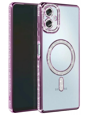 Newface Samsung Galaxy A07 4G Joke Simli Magneticsafe Kılıf - Derin Mor