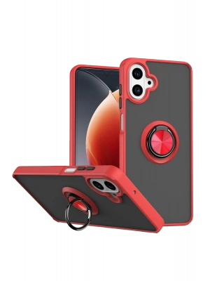 Newface Samsung Galaxy A07 4G Montreal Yüzüklü Silikon Kapak - Kırmızı