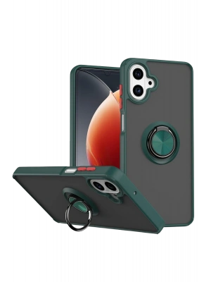 Newface Samsung Galaxy A07 4G Montreal Yüzüklü Silikon Kapak - Yeşil