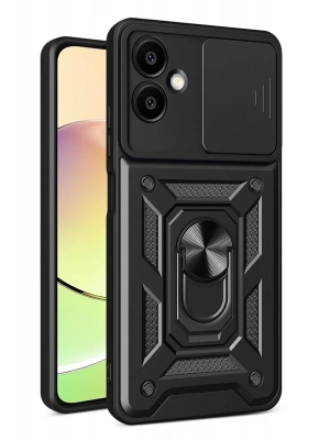 Newface Samsung Galaxy A07 4G Pars Lens Yüzüklü Silikon - Siyah