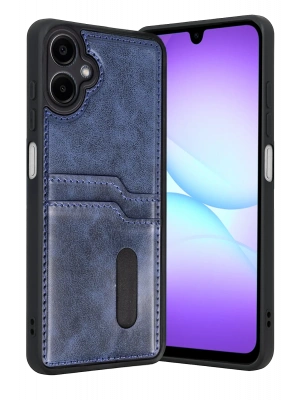 Newface Samsung Galaxy A07 4G Sara Kartvizitli Deri Kılıf - Lacivert