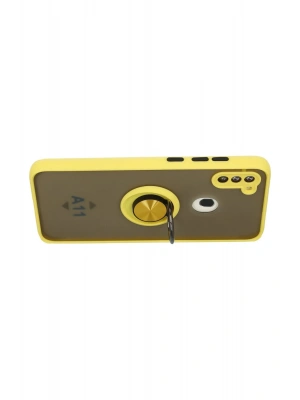 Newface Samsung Galaxy A11 Kılıf Montreal Yüzüklü Silikon Kapak - Sarı