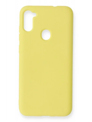Newface Samsung Galaxy A11 Kılıf Nano içi Kadife Silikon - Sarı