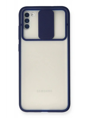 Newface Samsung Galaxy A11 Kılıf Palm Buzlu Kamera Sürgülü Silikon - Lacivert